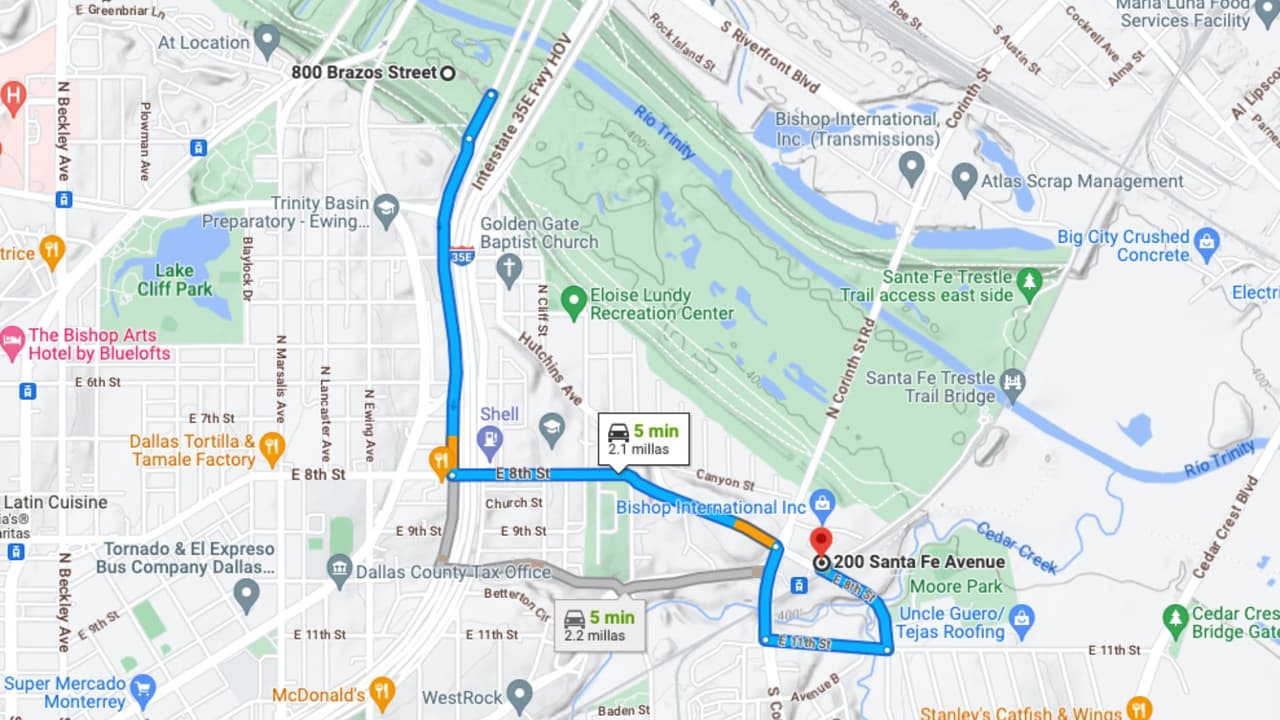 Los cuerpos de las víctimas fueron hallados en estos dos puntos, cerca del Río Trinity.