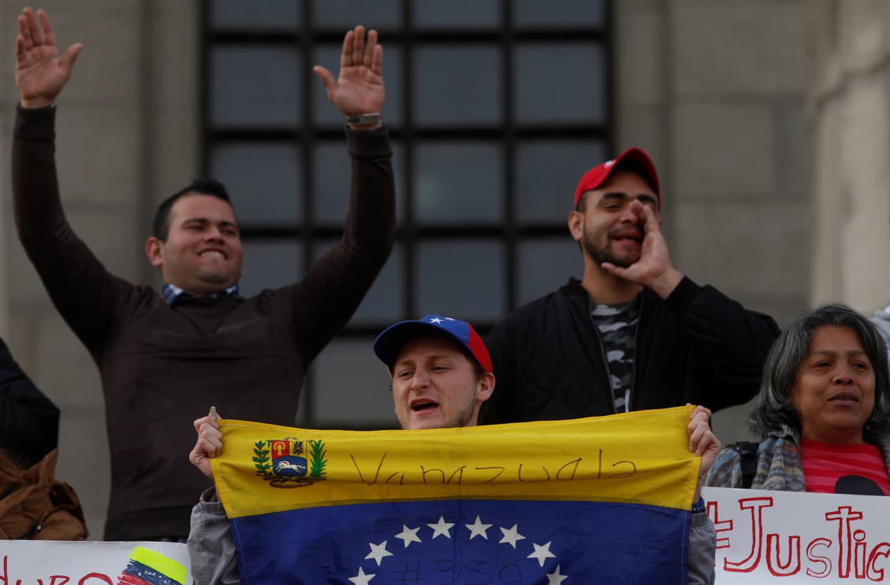 Una imagen de la protestas de los venezolanos en Buenos Aires, Argentina.