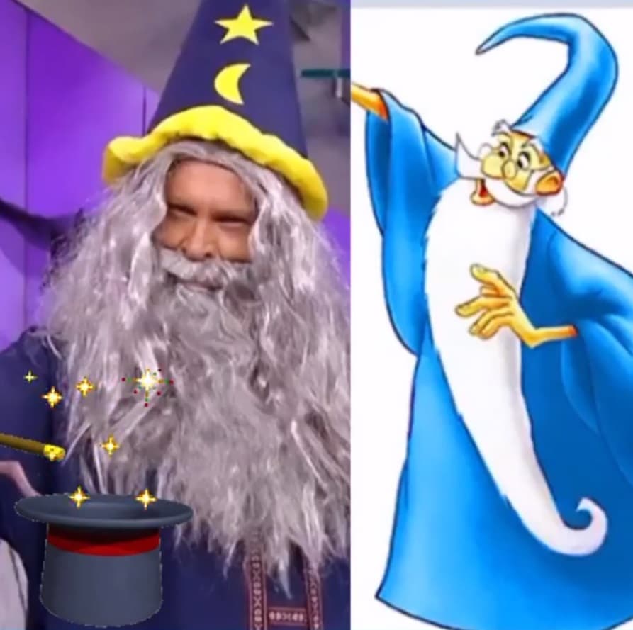 Una larga barba y el sombrero distintivo de este mago que ha hecho soñar generación tras generación estaban presentes en el atuendo de Alan Tacher.