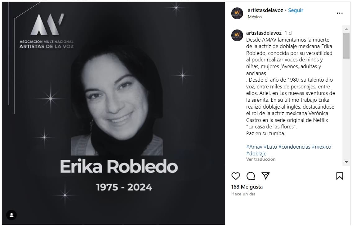 Erika Robledo murió a los 48 años.