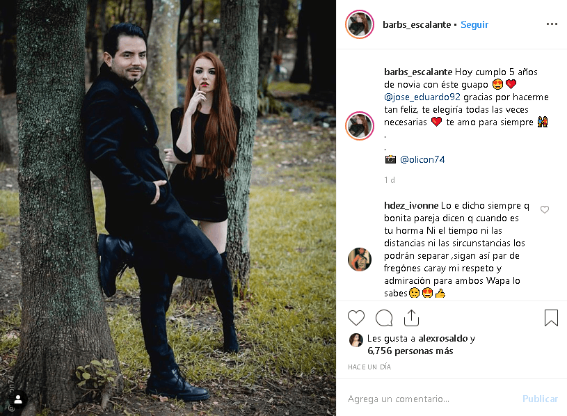 Bárbara Escalante también hizo una publicación en su cuenta de Instagram para celebrar su quinto aniversario de noviazgo.