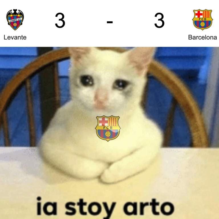 Barcelona deja ir una importante victoria frente al Levante y los memes salen de su cueva para restregárselo en la cara.