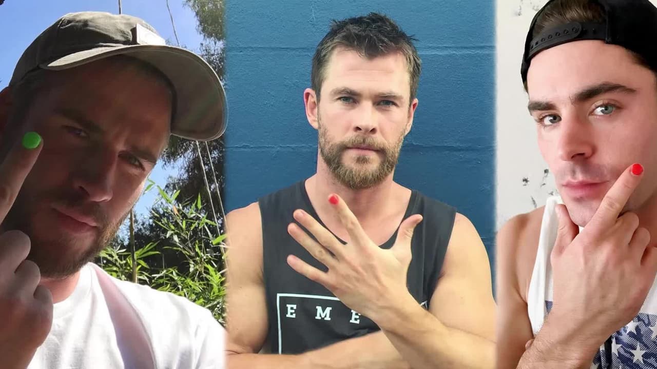 Zac Efron y los hermanos Hemsworth se pintan una uña por una buena causa