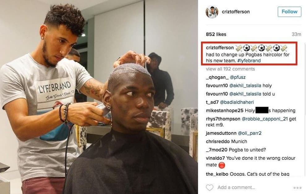 ¿El peluquero de Paul Pogba confirmó su fichaje con el Manchester United?