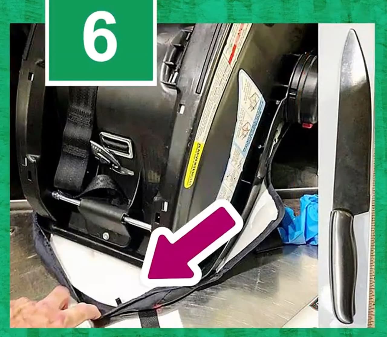 <b>6. Un cuchillo escondido.</b>
<a href="https://twitter.com/TSA/status/1094993752240861185" target="_blank">El video publicado por TSA</a> en Twitter, que hace el recuento de los objetos más extraños encontrados en 2018, indica cómo se ocultó un cuchillo metálico en uno de los lados de lo que parece una silla para bebés, aunque no dice en cuál aeropuerto fue encontrado.