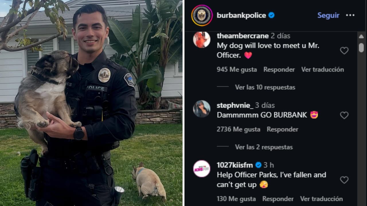 Oficial de Burbank roba corazones al posar con perritos: los comentarios se salen de control