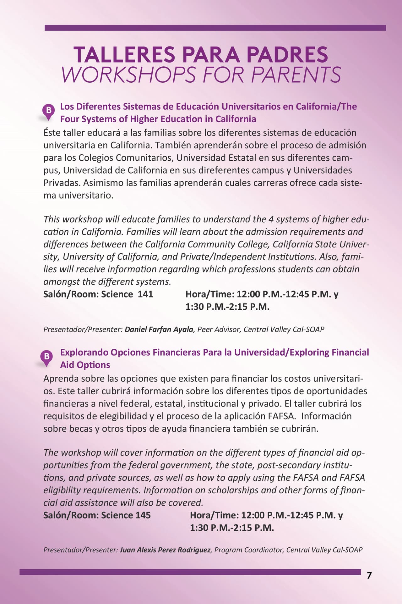 PG 7 El programa para la Feria de Educación este sábado en Fresno State