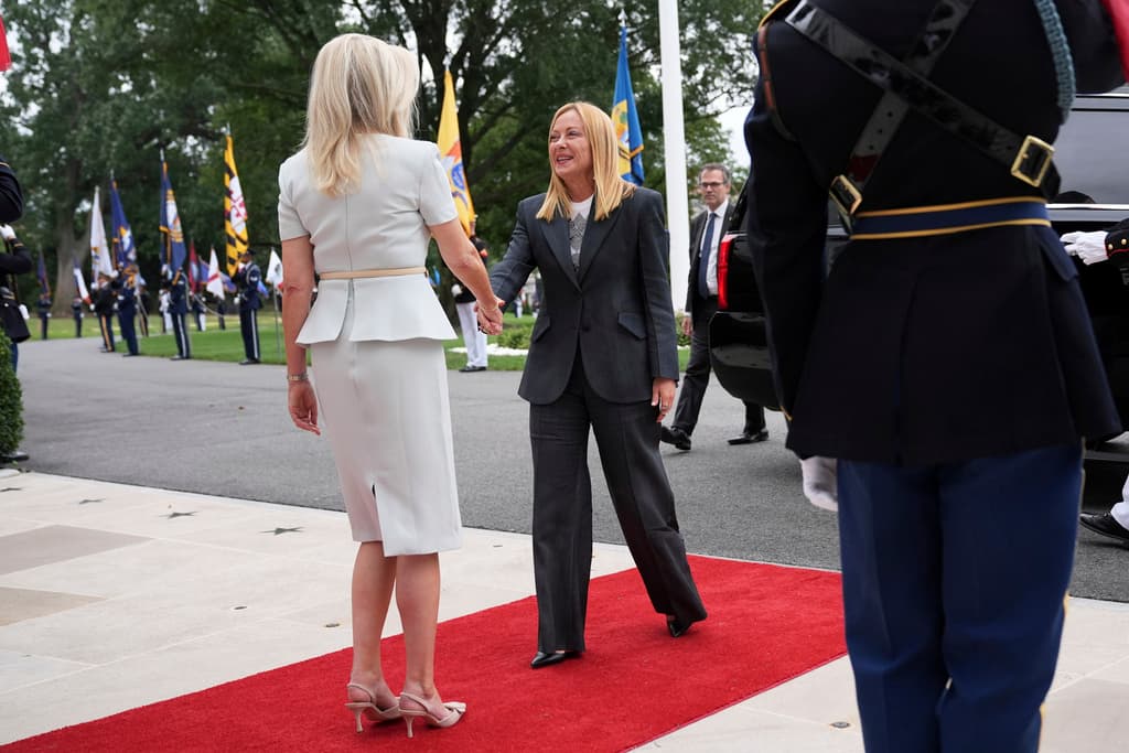 La primera ministra italiana, Giorgia Meloni, a su llegada a la Casa Blanca.