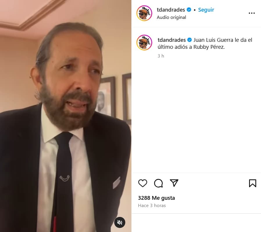Juan Luis Guerra lució conmovido al hablar de Rubby Pérez en su velorio.