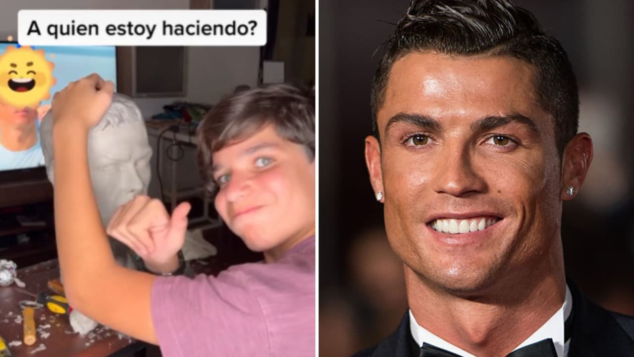 Chico de 13 años realizó estatua de Cristiano Ronaldo: pide ayuda para que el futbolista la vea