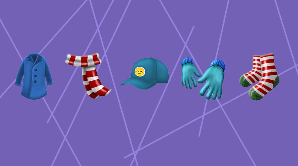 Guantes, bufanda y más forman parte de estos divertidos emojis alucivos a la temporada invernal.