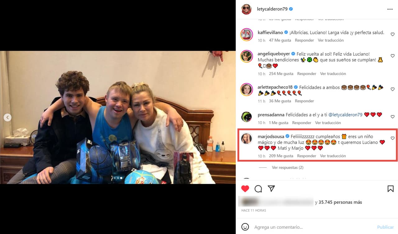 Marjorie de Sousa felicitó a Luciano.