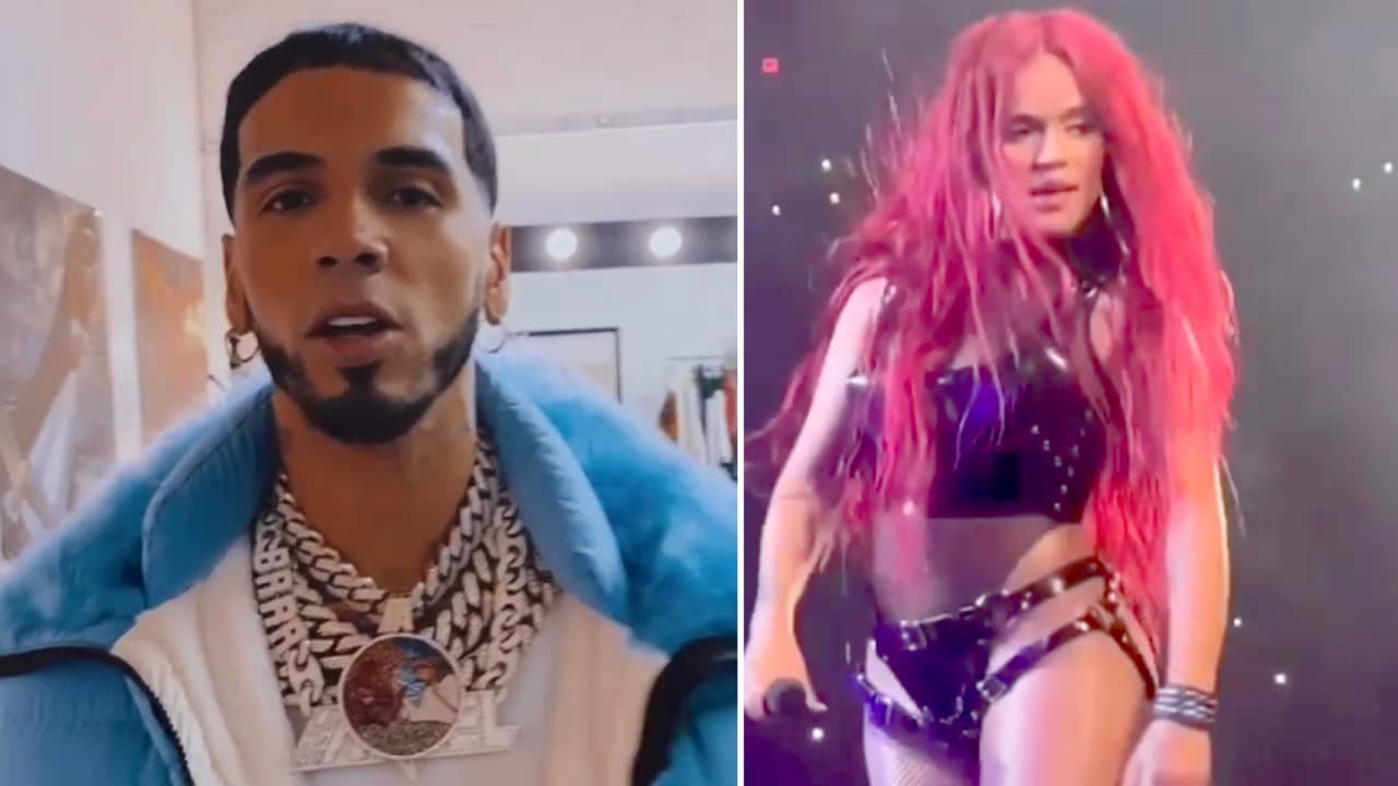 Anuel menciona a Karol G en un concierto y causa revuelo (luego se molesta cuando le preguntan por ella)