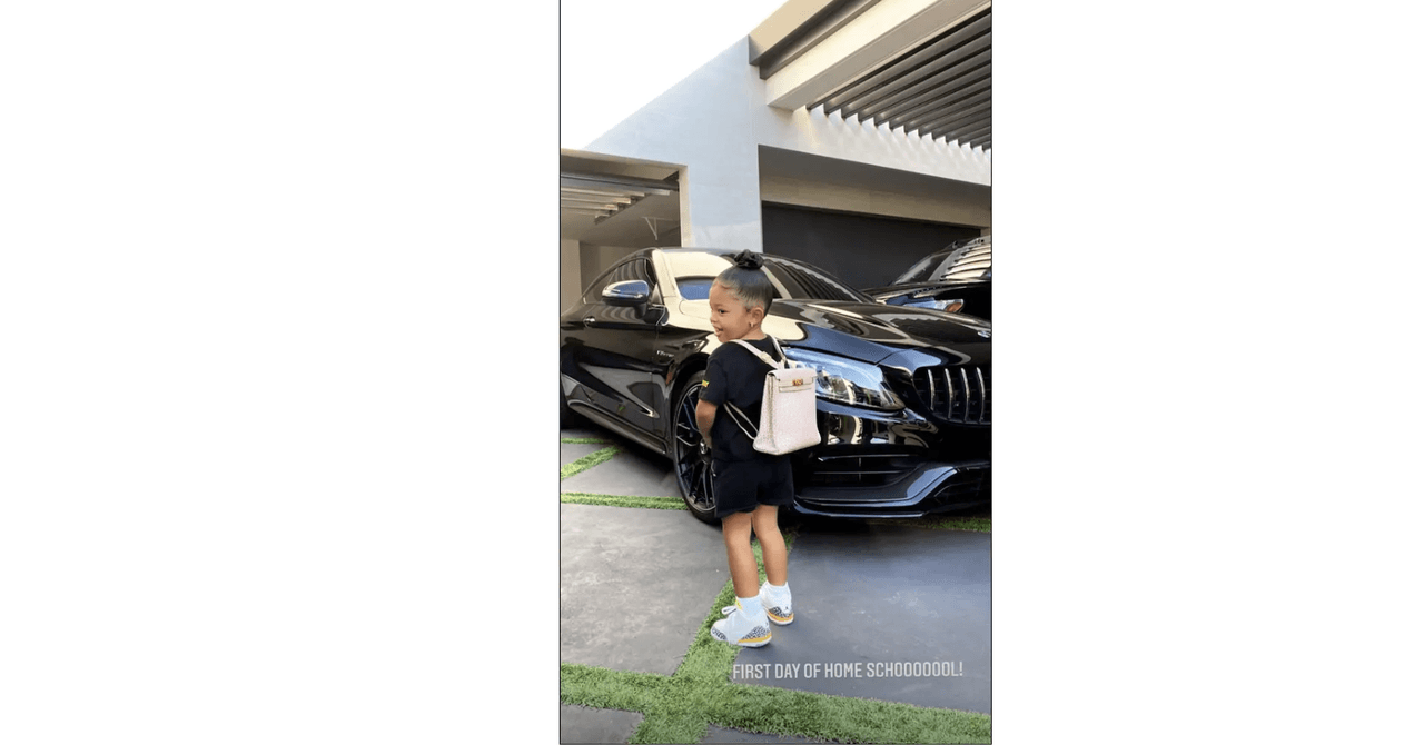 Stormi Webster usa un bolso Hermes de mochila