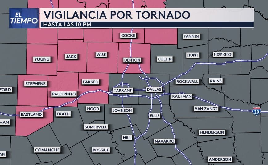 Se emite Vigilancia por Tornado para algunos condados del norte de Texas