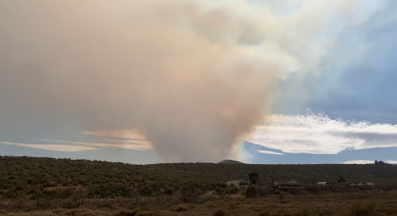 El fuego arde a unas 11 millas al sur de Prescott y a 2 millas al norte de Palace Station en el Bosque Nacional de Prescott.