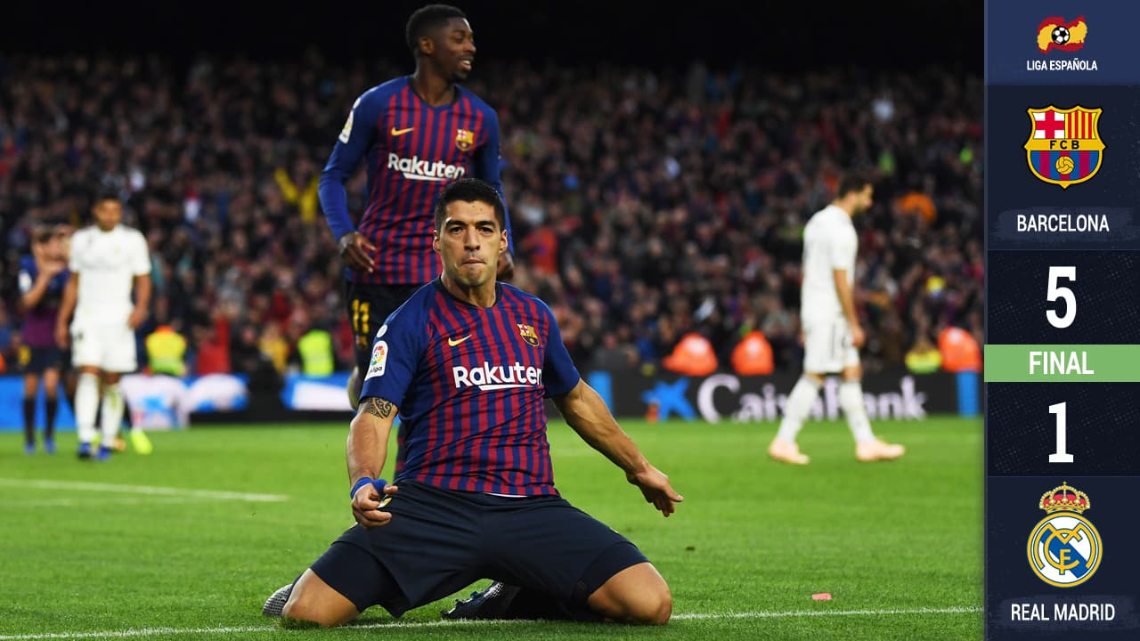 ¡Sin piedad! Suárez la hace de Messi y Barcelona golea al Real Madrid