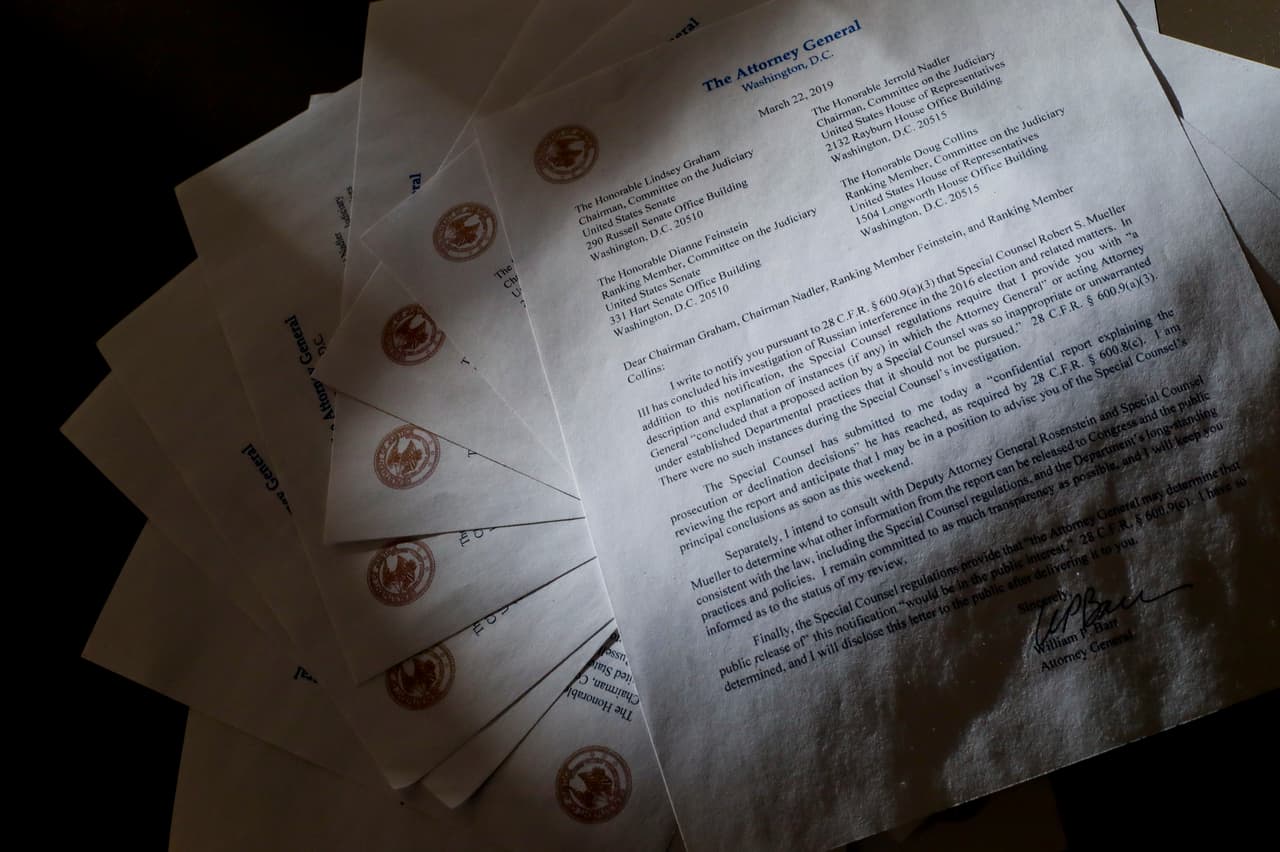 La carta del fiscal general sobre el reporte de Mueller, explicada línea por línea