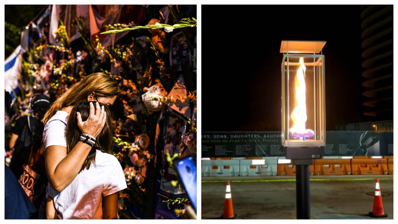"Aquí se fue hijo, esposa, los niños": así fue la vigilia privada en honor a las víctimas del derrumbe de Surfside 