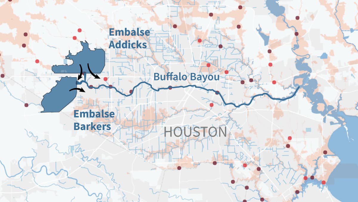 El desborde de dos embalses agrava las inundaciones en Houston
