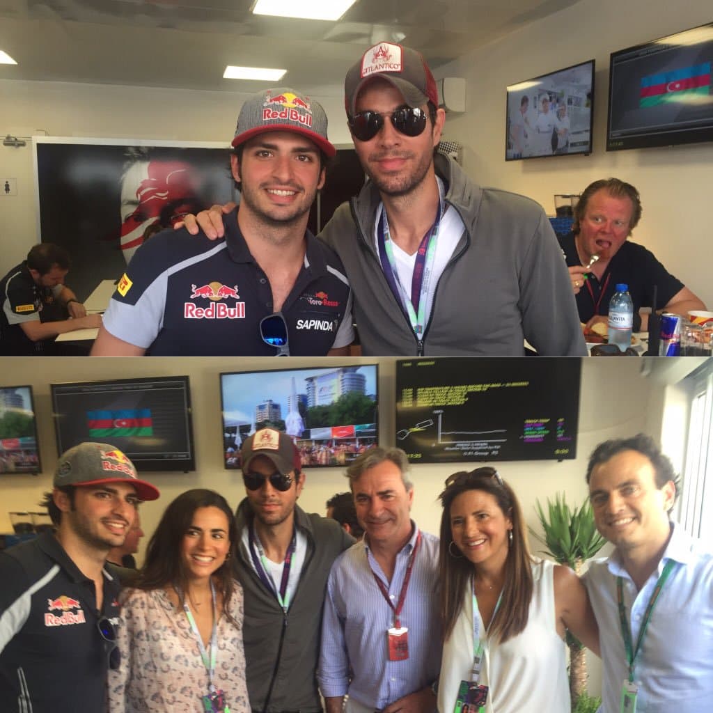 En una de sus visitas a un GP, Enrique se dio el gusto de conocer a Carlos Sainz Jr, piloto de la Fórmula 1 con el equipo Toro Rosso.