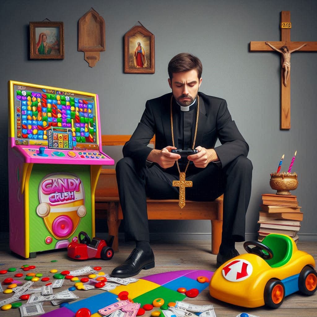 Sacerdote gasta miles de dólares de su iglesia en juegos.