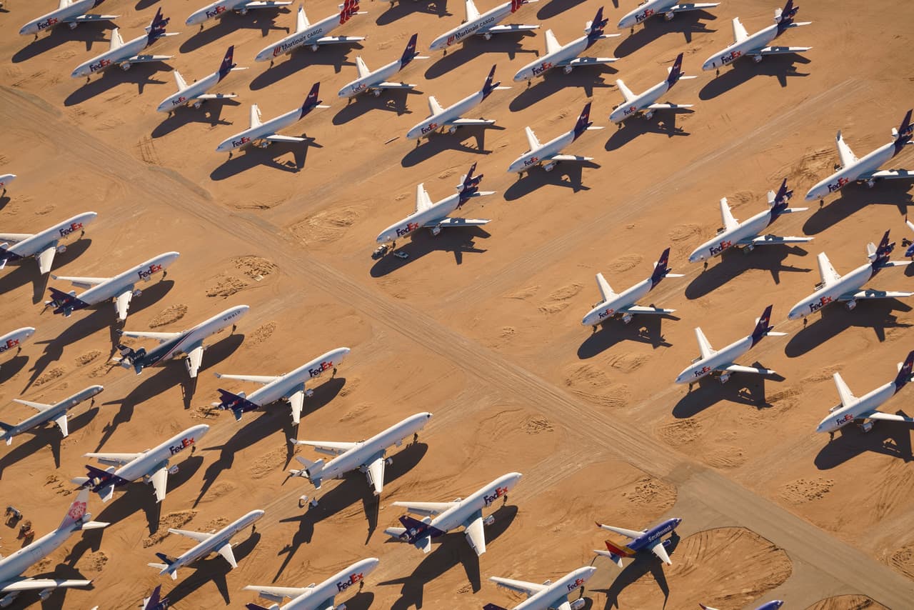 <b>‘Fuera de servicio'</b>, un almacén de aviones en Mojave, California.
<br>