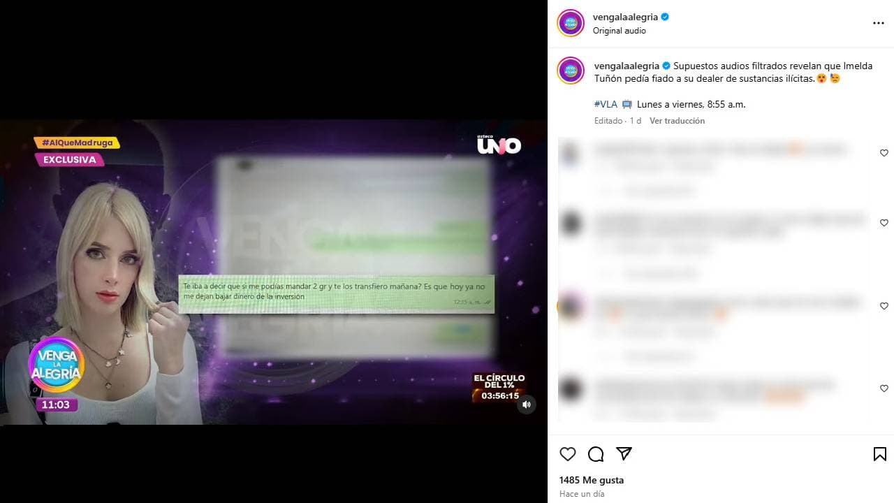 Fragmento de la supuesta conversación de Imelda Tuñón con un 'dealer'.