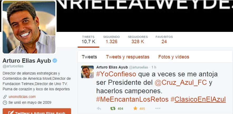 El yerno de Carlos Slim, Arturo Elias Ayub, confiesa que desearía hacer campeón al Cruz Azul