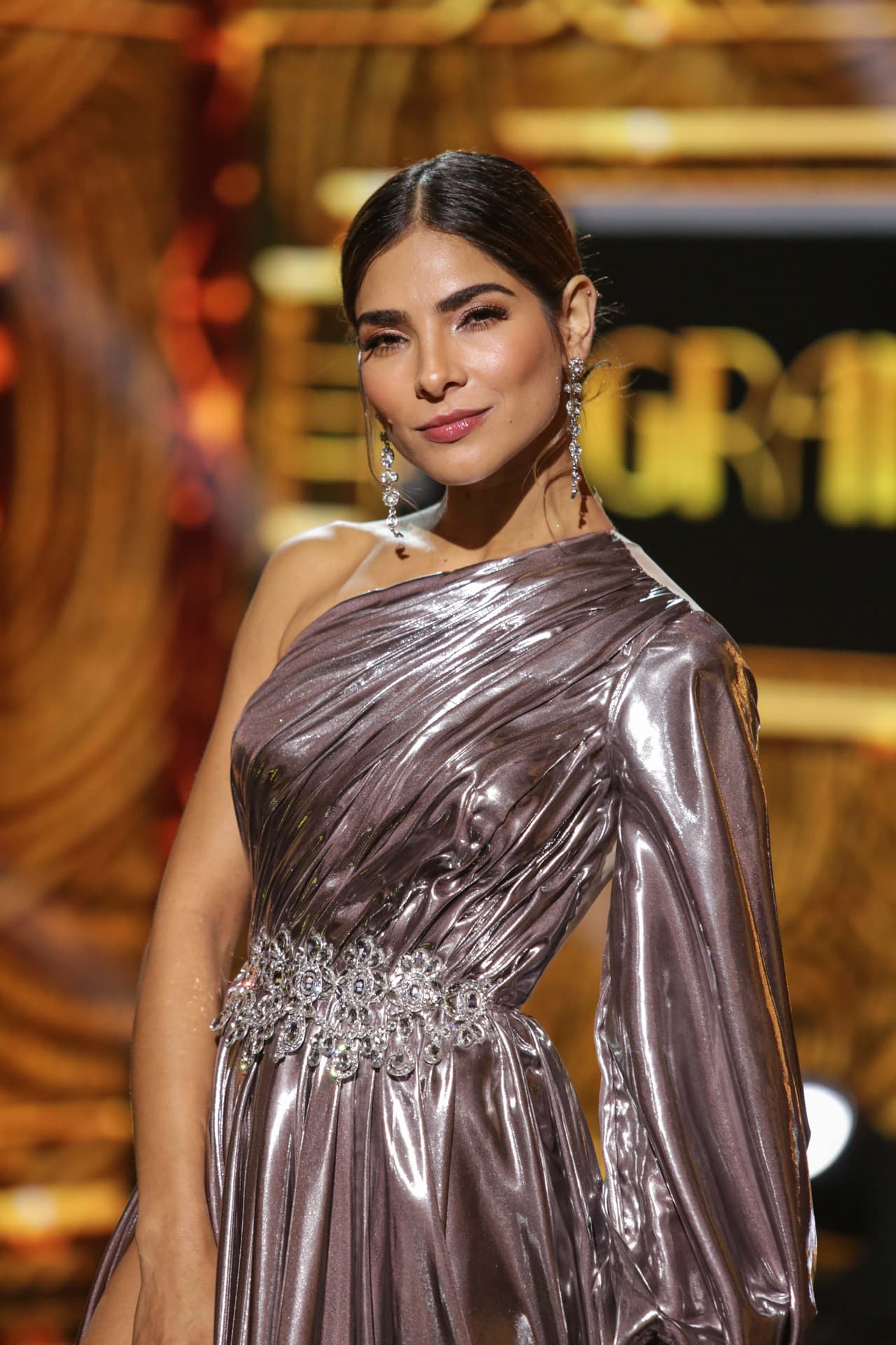 Para completar llevó el pelo perfectamente liso con una coleta baja y aretes largos.