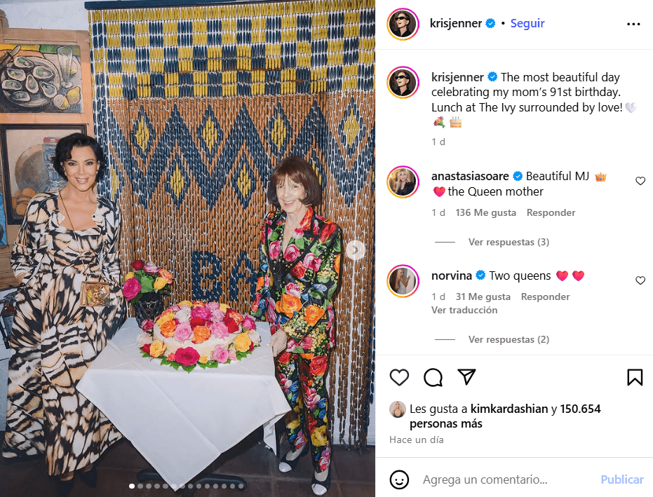 Kris Jenner publicó fotografías en las que no se dejó ver los pies.