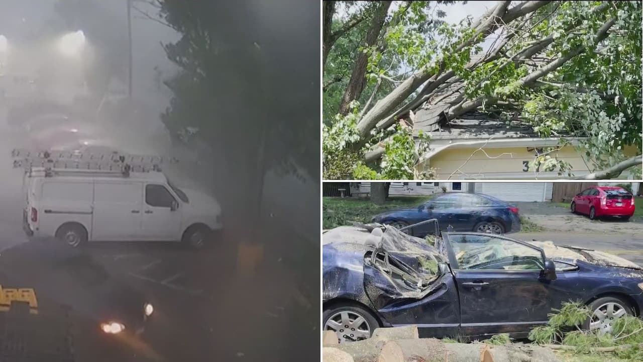Casas y autos resultan seriamente afectados tras la caída de árboles por una tormenta en la ciudad de Olney