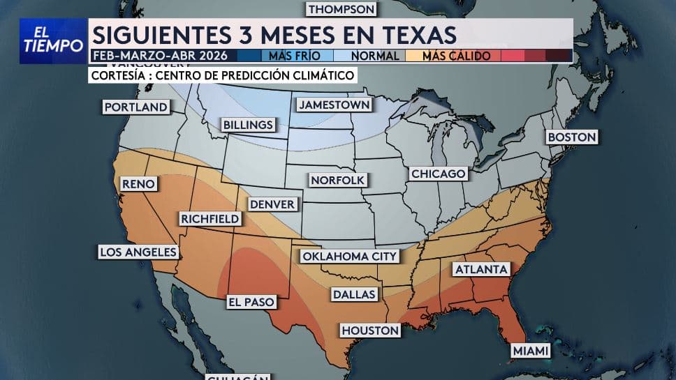 Las proyecciones para los próximos tres meses muestran temperaturas arriba de lo normal en Texas.