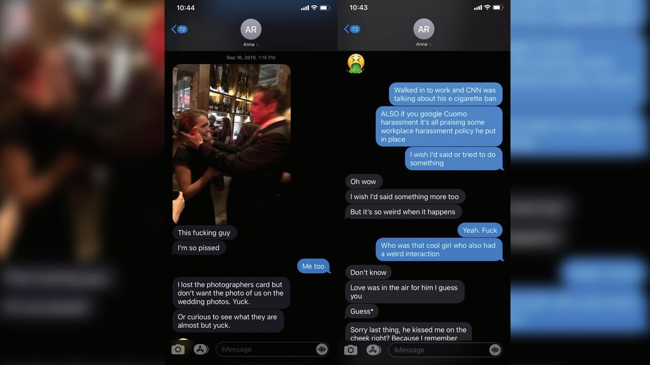 El informe también muestra imágenes de conversaciones por mensaje de texto, en las que las acusadoras describen con detalle sus encuentros incómodos con el gobernador.