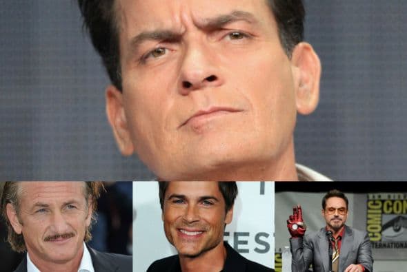 Charlie Sheen, Rob Lowe, Robert Downey Jr. y Sean Penn | Todos asistieron a la Preparatoria de Santa Monica, en California, durante los años ´80. Rob Lowe ha hablado de aquellos años, particularmente de su amigo, Charlie Sheen. "Siempre fue un excéntrico, maravilloso, inconoclasta e interesante", dijo Lowe. "Puedo recordar a Charlie, quien por alguna razón, llevaba un chaleco antibalas a la escuela porque creía que las pandillas iban a ir tras él".