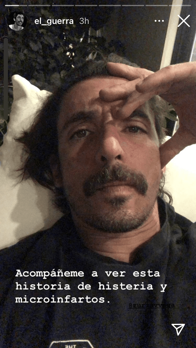 Guerra compartió en Instagram "
<b>la historia de histeria y microinfartos</b>" que le hizo pasar su mujer.
