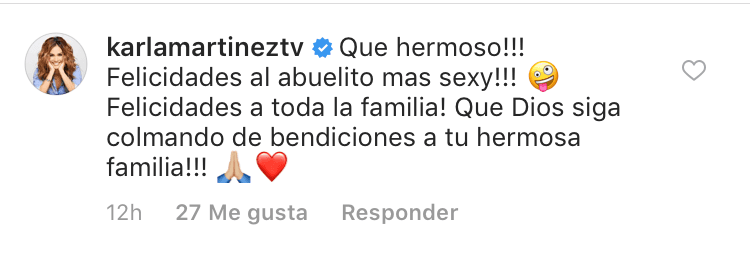 Las felicitaciones para Johnny Lozada no tardaron en llegar. La primera en hacerlo fue 
<b><a href="https://www.univision.com/temas/karla-martinez" target="_blank"> Karla Martínez, su excompañera </a></b>en Despierta América, quien mandó bendiciones para el bebé y la familia.