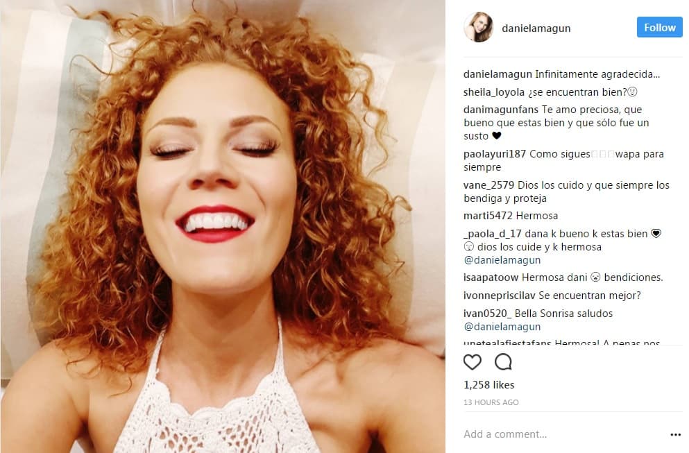 Daniela Magún por su parte confirmó en sus redes sociales estar bien y agradecida porque el accidente no pasó a mayores.
<br>