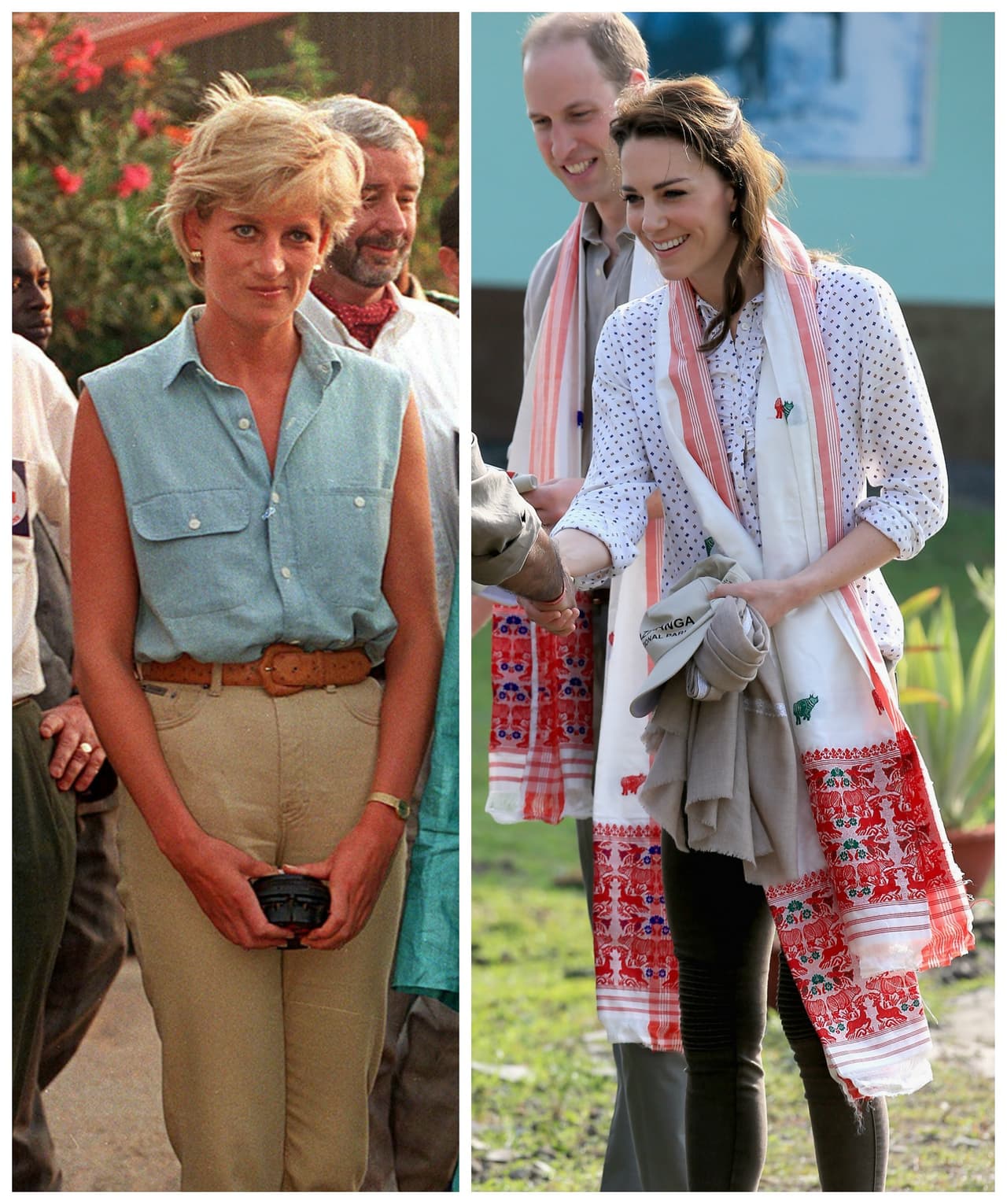 Solo gracias a que Lady Di se encargo de romper sistemáticamente los protocolos de su rango y a que apareció en ropa de calle con los brazos destapados en sus múltiplesciajes sociales es que hoy podemos ver a una Kate Middleton que no solo va de pantalones informales sino que los compra en tiendas masivas. Kate Middleton honra a Diana cada vez que se muestra cercana a la gente, un atrevimiento que a la Princesa le valió muchas condenas por parte de la familia real.