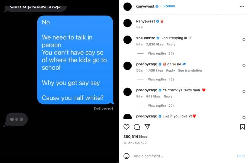 Kanye West y sus polémicas declaraciones en Instagram