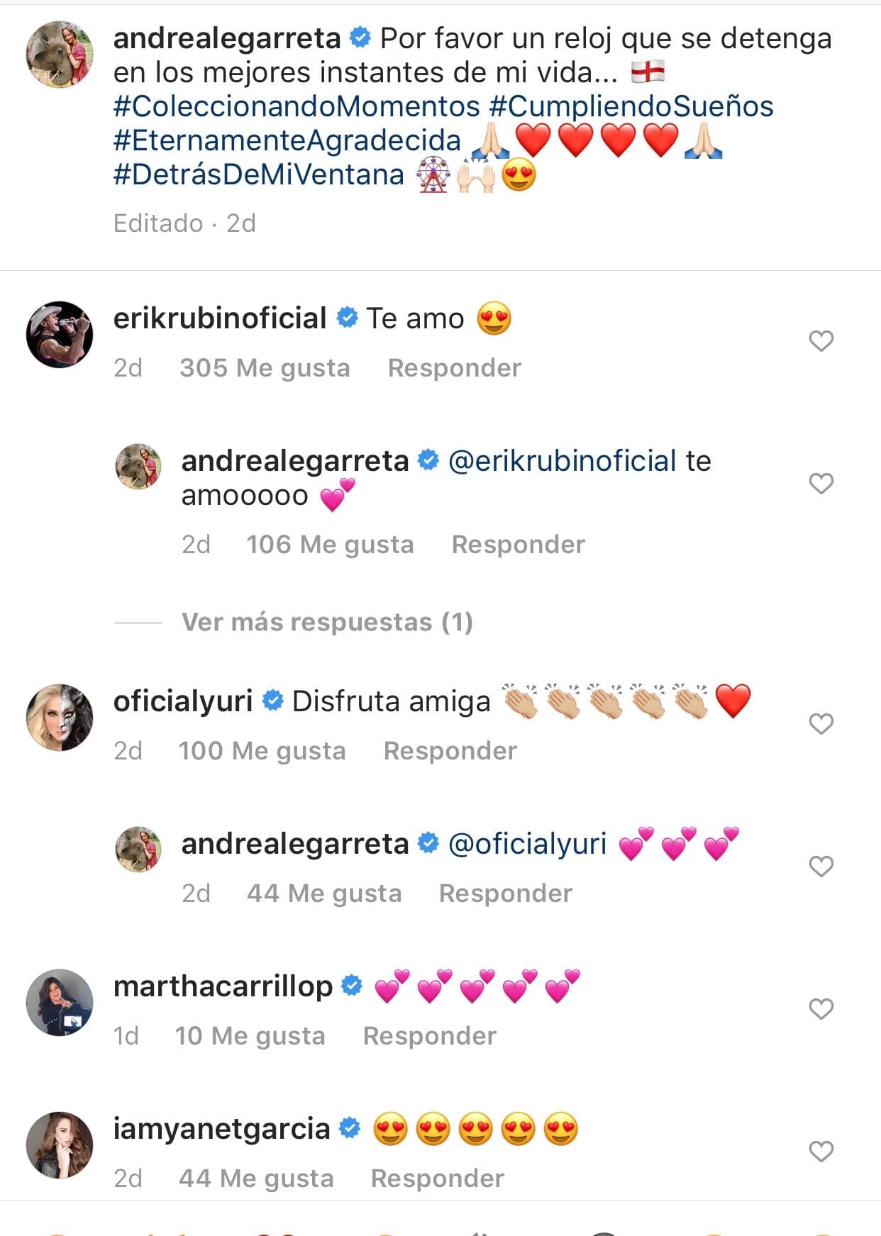 En esa imagen, Erik Rubín no dudó en escribirle a su esposa un dulce 
<b>"te amo"</b> desde México, al cual Legarreta también le contestó con otro efusivo 
<b>"te amo".</b>