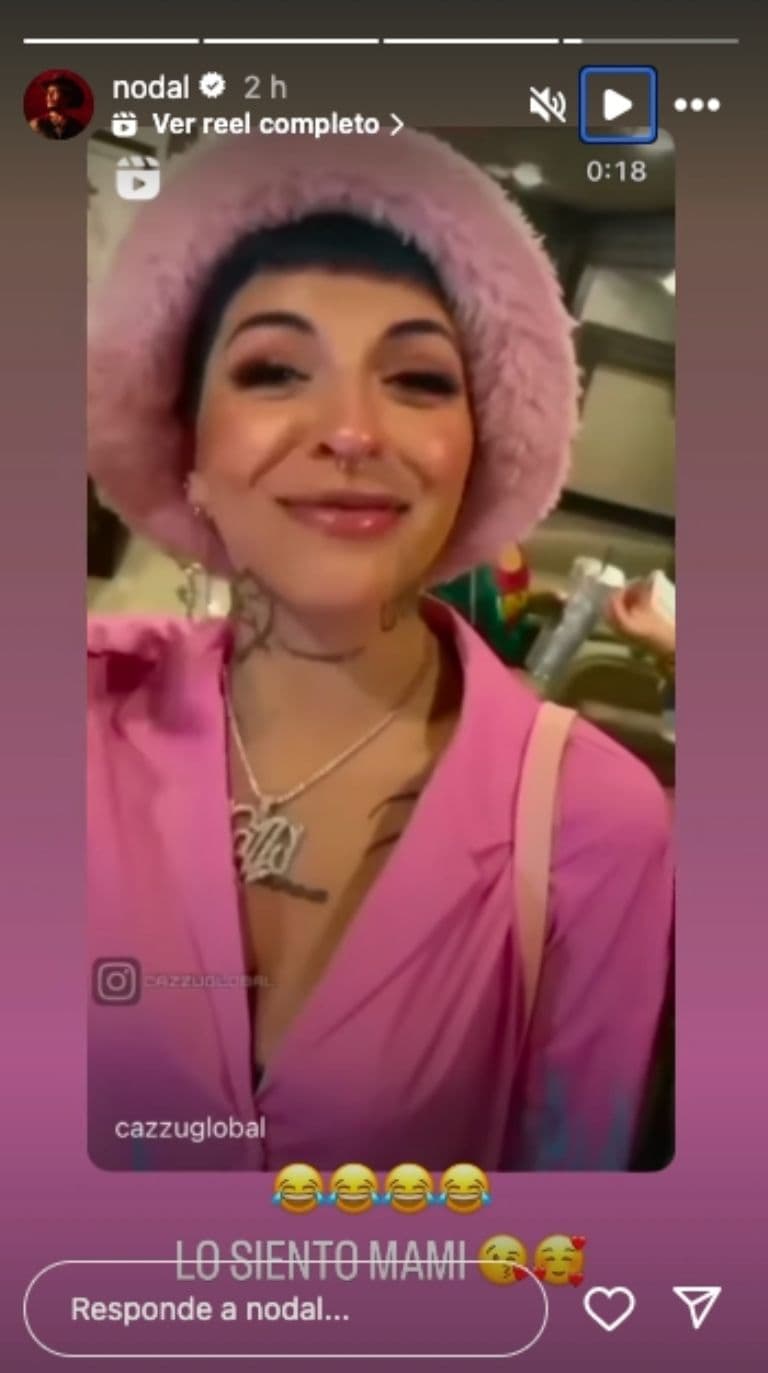Con un "lo siento, mami", Nodal reaccionó a los temores que tenía Cazzu.