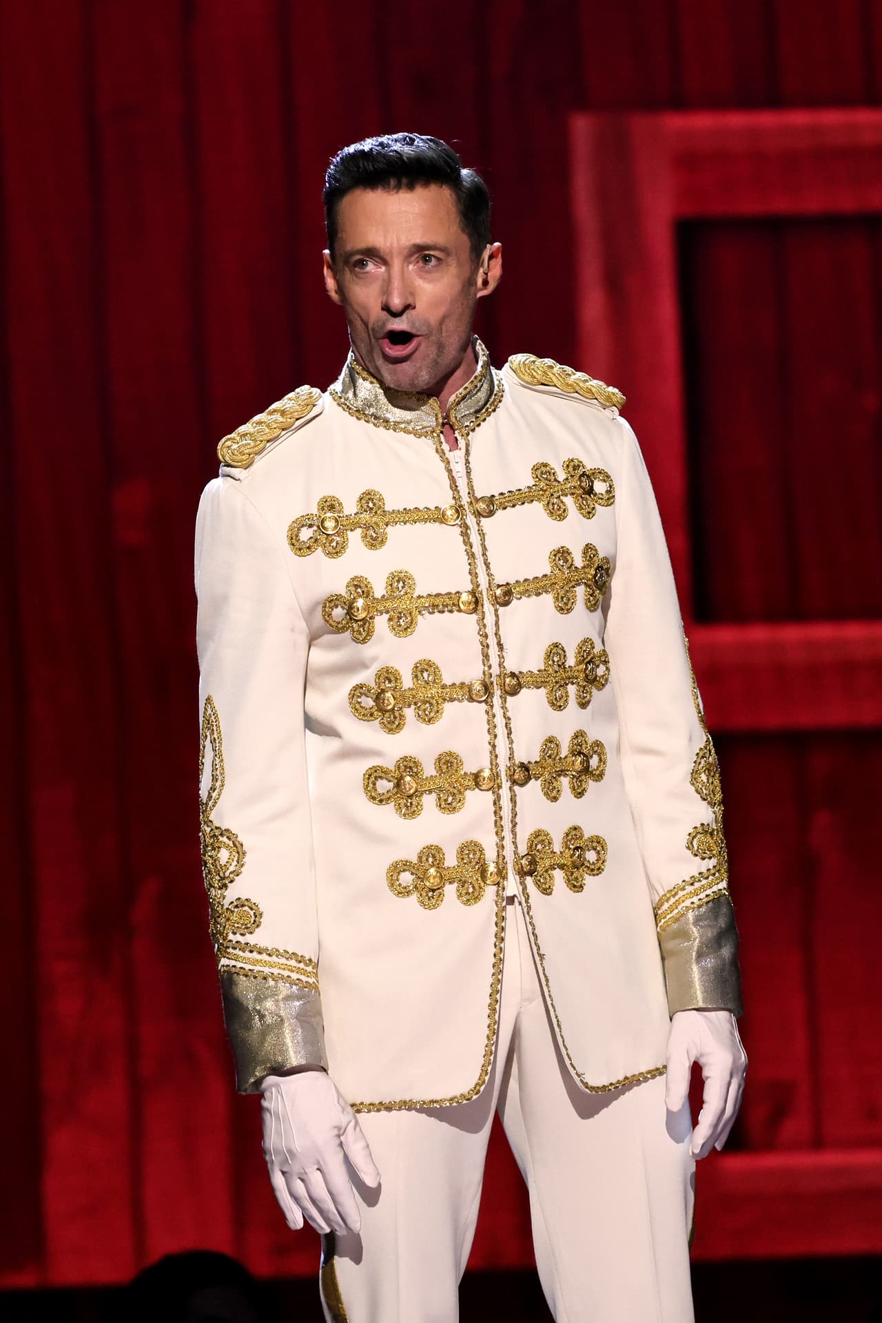 NEW YORK, NEW YORK - JUNE 12: Hugh Jackman performs a number from "The Music Man" onstage at the 75th Annual Tony Awards at Radio City Music Hall on June 12, 2022 in New York City. (Photo by Theo Wargo/Getty Images for Tony Awards Productions)