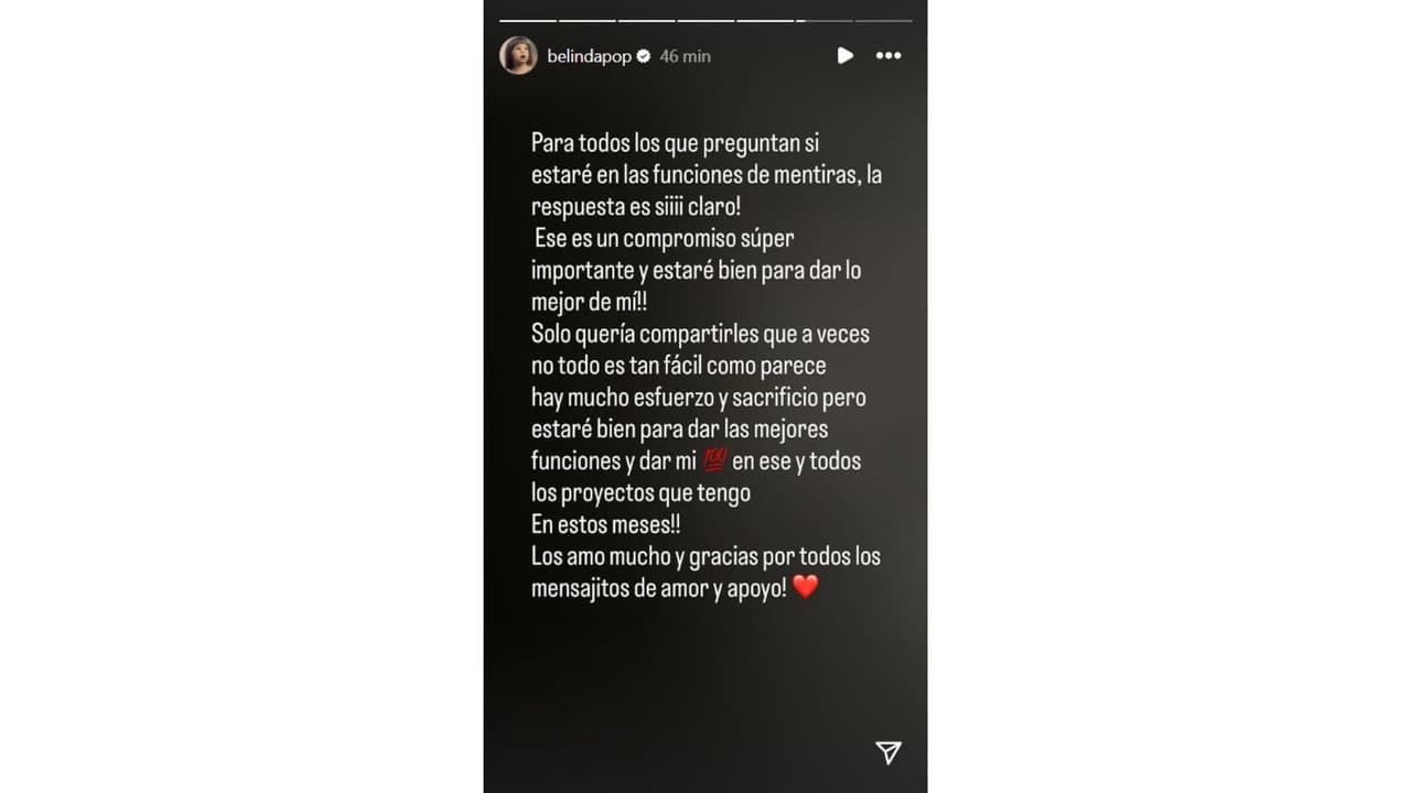 La intención de Belinda no era causar alarma.