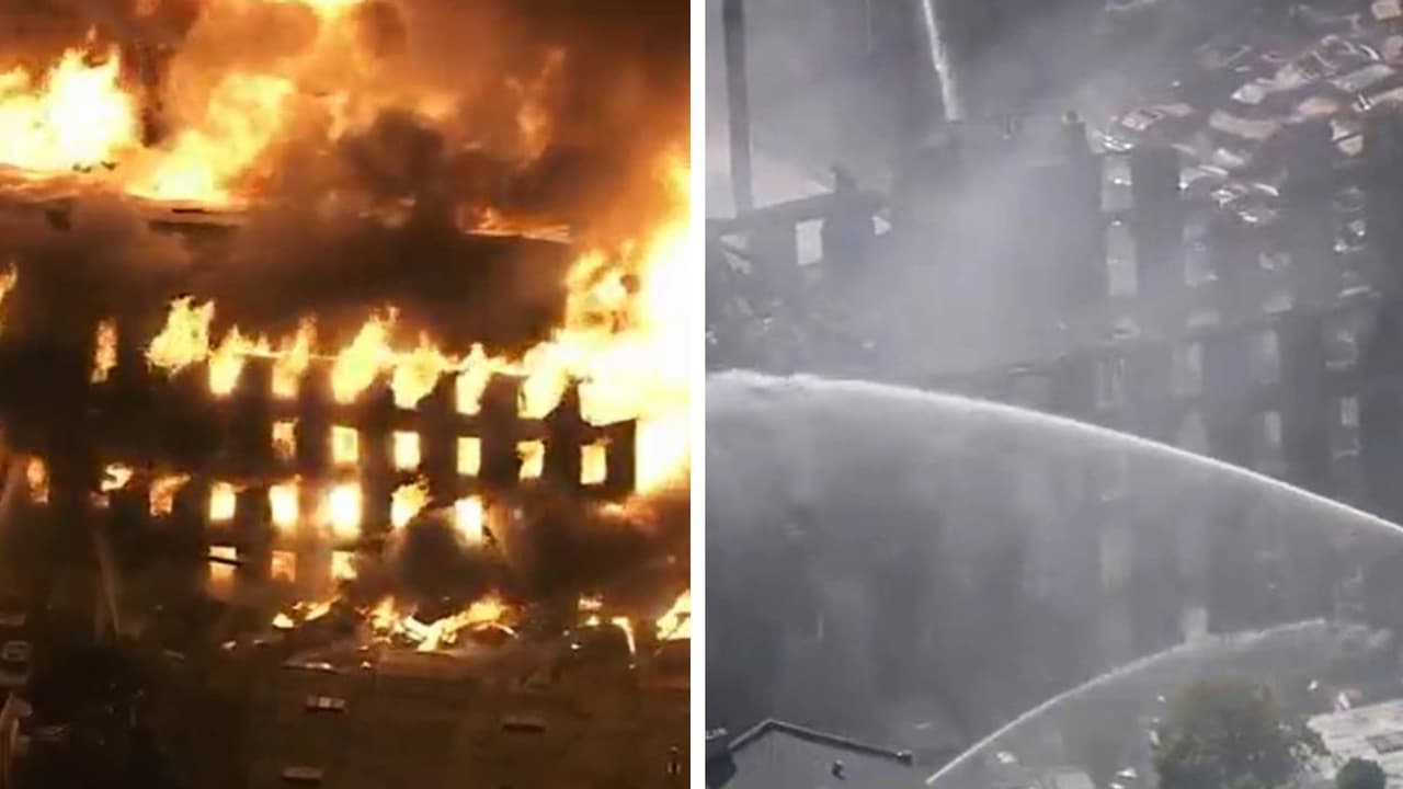 Un incendio arrasa con dos edificios comerciales en la sección Frankford