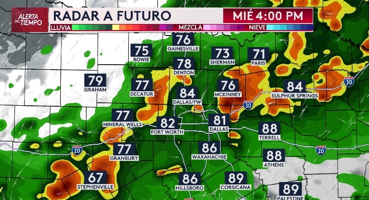 Alrededor de las 4 de la tarde, se espera que el sistema se haya desplazado, 
<b>afectando a gran parte de la región con lluvias de moderadas a intensas</b>.