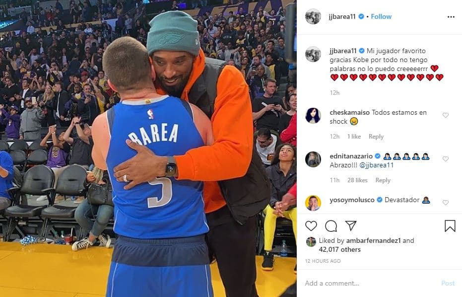 "Mi jugador favorito gracias Kobe por todo no tengo palabras no lo puedo creeeeerrr 💔💔💔💔💔💔💔💔💔💔💔💔💔", escribió José Juan Barea.