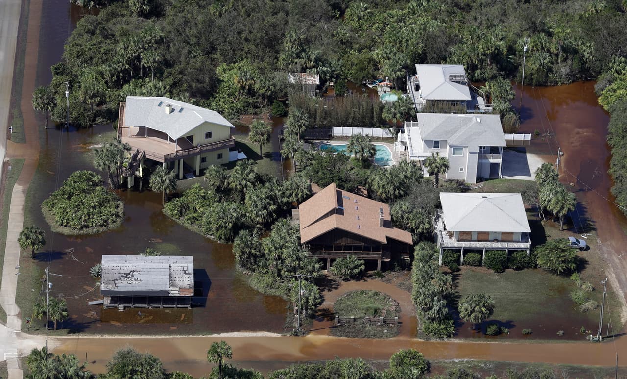 Toma aérea de una zona inundada en Flagler Beach, Florida. 8 de Octubre.