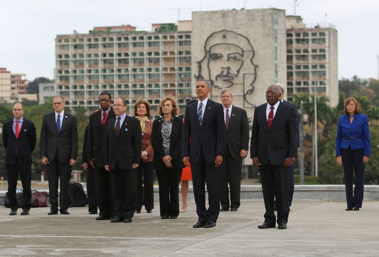 Obama en una ceremonia en la Plaza de la Revolución de La Habana, durante la primera visita de un presidente estadounidense a Cuba en 88 años. Foto de Getty Images.
