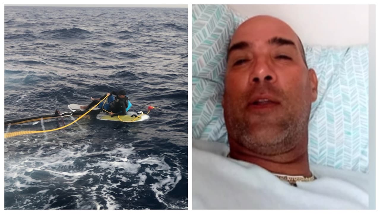 Olas de 4 metros, miedo a la hipotermia, sed: así llegó en windsurf el cubano Elián López a Florida 